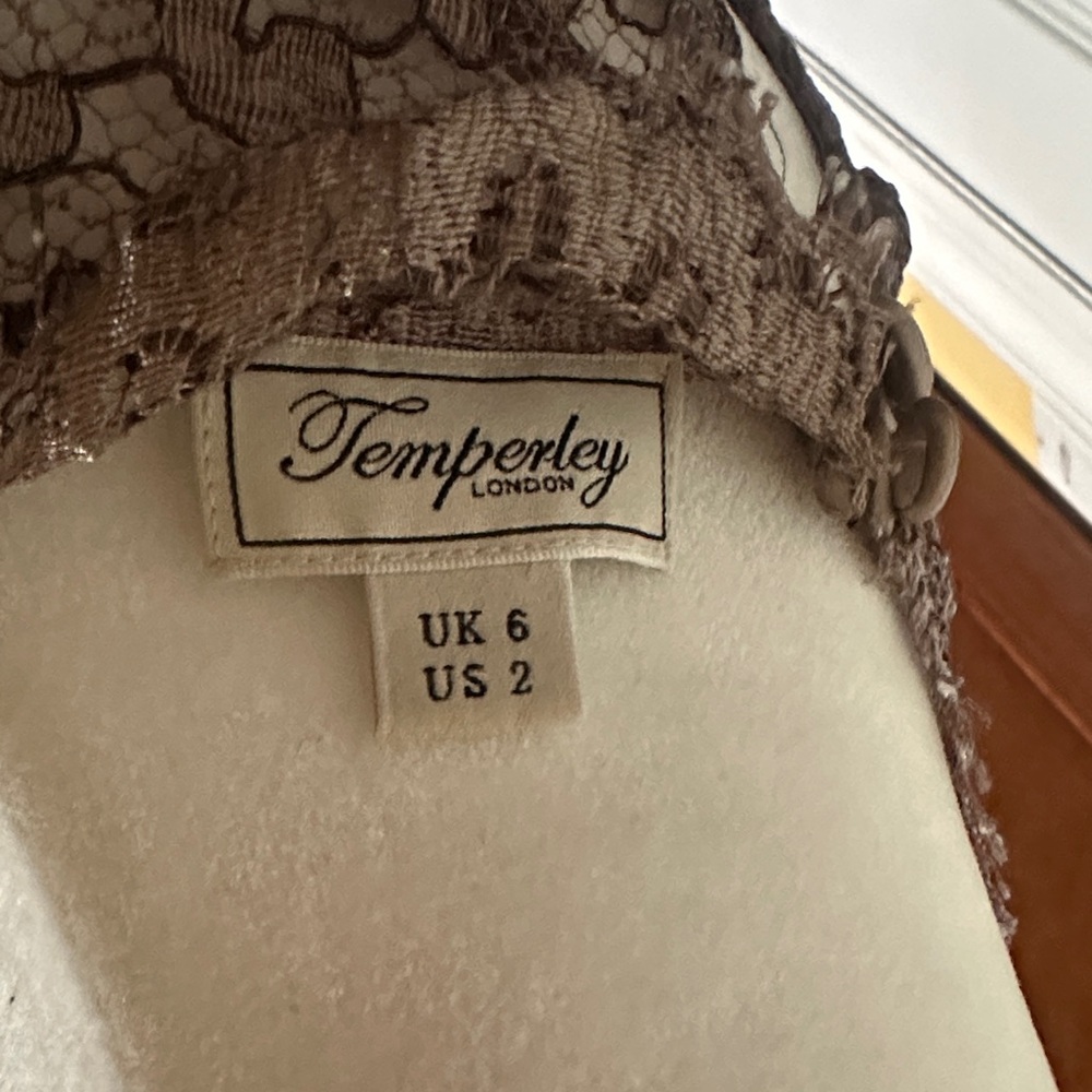 Temperley London Lace Long Sleeve Dress in Brown - Picture 2 of 5